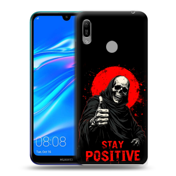 Силиконовый противоударный чехол на Huawei Y6 (2019) с принтом смешной скелет