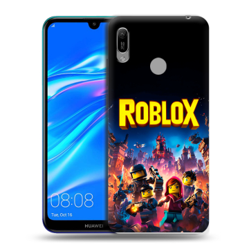 Силиконовый противоударный чехол на Huawei Y6 (2019) с принтом Roblox Роблокс