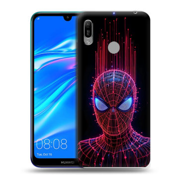 Силиконовый противоударный чехол на Huawei Y6 (2019) с принтом Spiderman Человек паук