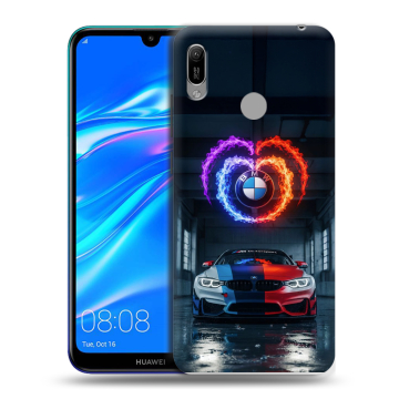 Силиконовый противоударный чехол на Huawei Y6 (2019) с принтом BMW БМВ