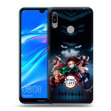 Силиконовый противоударный чехол на Huawei Y6 (2019) с принтом Demon Slayer Клинок рассекающий демонов
