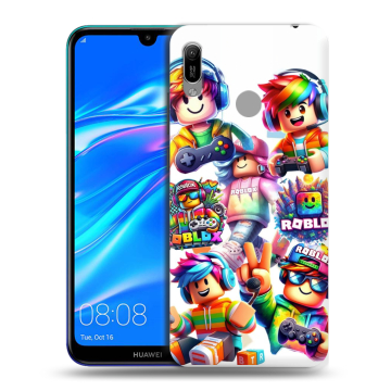 Силиконовый противоударный чехол на Huawei Y6 (2019) с принтом Roblox Роблокс