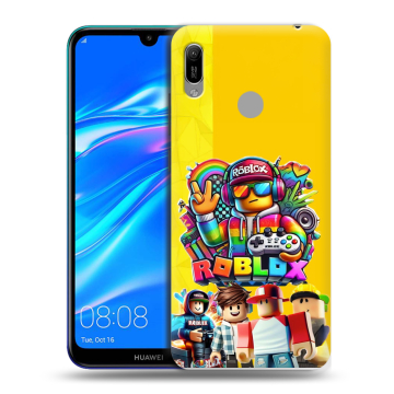 Силиконовый противоударный чехол на Huawei Y6 (2019) с принтом Roblox Роблокс