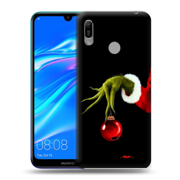 Силиконовый противоударный чехол на Huawei Y6 (2019) с принтом Новый год Гринч