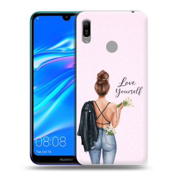 Силиконовый противоударный чехол на Huawei Y6 (2019) с принтом женский