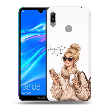 Силиконовый противоударный чехол на Huawei Y6 (2019) с принтом женский