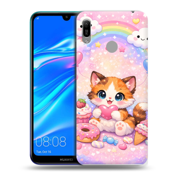Силиконовый противоударный чехол на Huawei Y6 (2019) с принтом для девочек