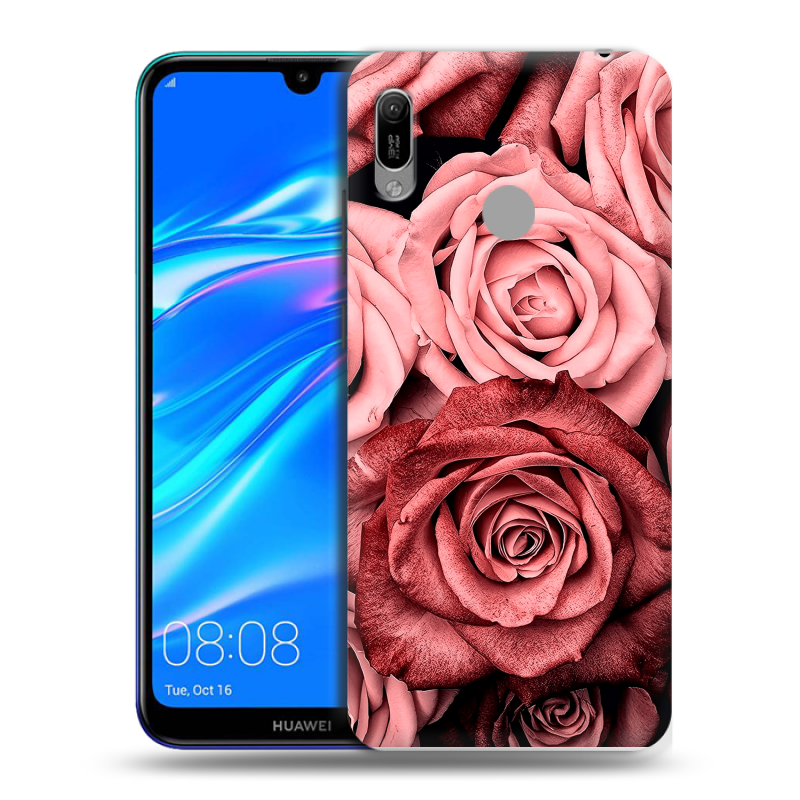 Пластиковый чехол на Huawei Y6 (2019) с принтом Цветы розы Пластиковый чехол на Huawei Y6 (2019) с принтом Цветы розы