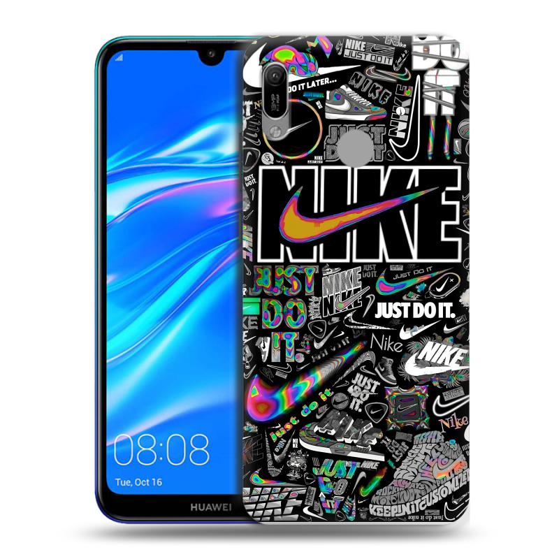 Силиконовый противоударный чехол на Huawei Y6 (2019) с принтом Найк Силиконовый противоударный чехол на Huawei Y6 (2019) с принтом Найк