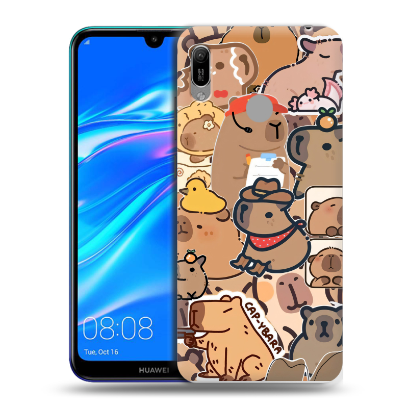 Пластиковый чехол на Huawei Y6 (2019) с принтом капибара Пластиковый чехол на Huawei Y6 (2019) с принтом капибара