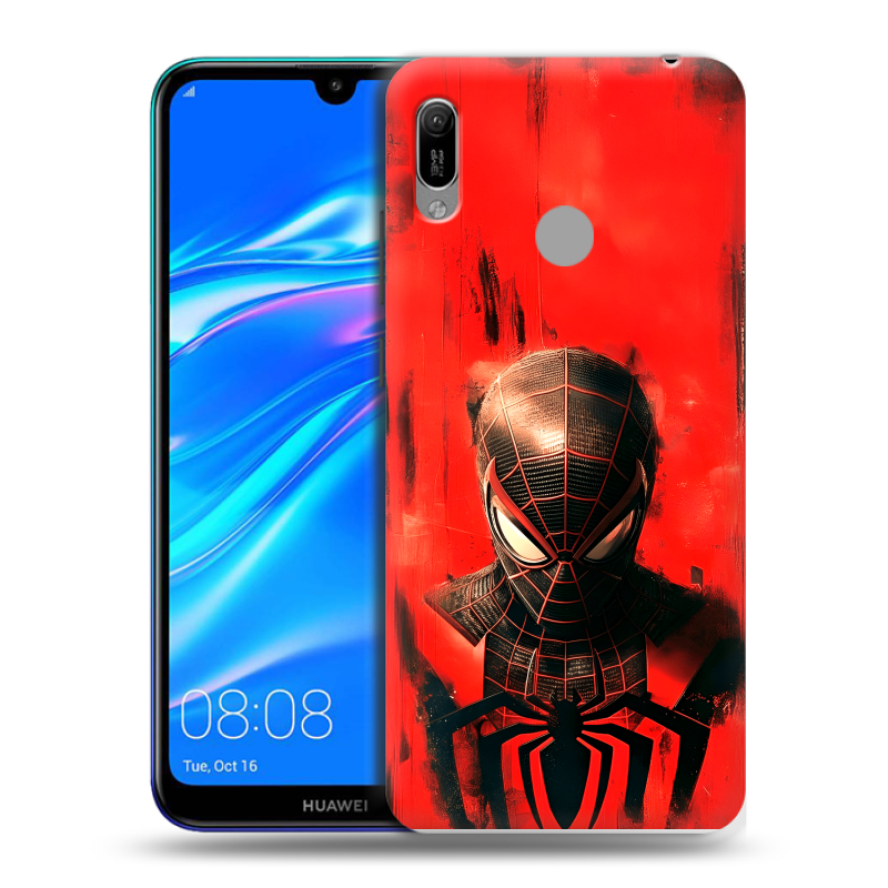 Пластиковый чехол на Huawei Y6 (2019) с принтом человек паук spiderman Пластиковый чехол на Huawei Y6 (2019) с принтом человек паук spiderman