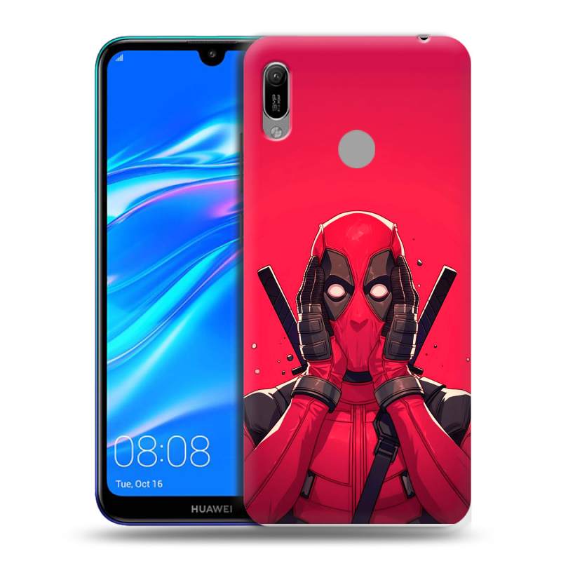 Силиконовый противоударный чехол на Huawei Y6 (2019) с принтом Дедпул Deadpool Силиконовый противоударный чехол на Huawei Y6 (2019) с принтом Дедпул Deadpool