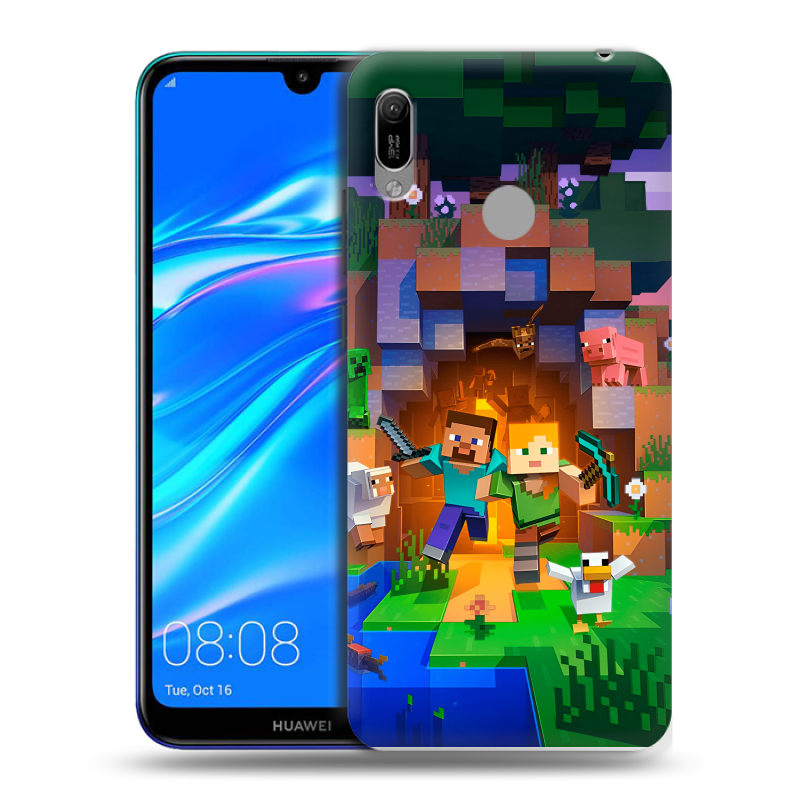 Силиконовый противоударный чехол на Huawei Y6 (2019) с принтом Майнкрафт Minecraft Силиконовый противоударный чехол на Huawei Y6 (2019) с принтом Майнкрафт Minecraft