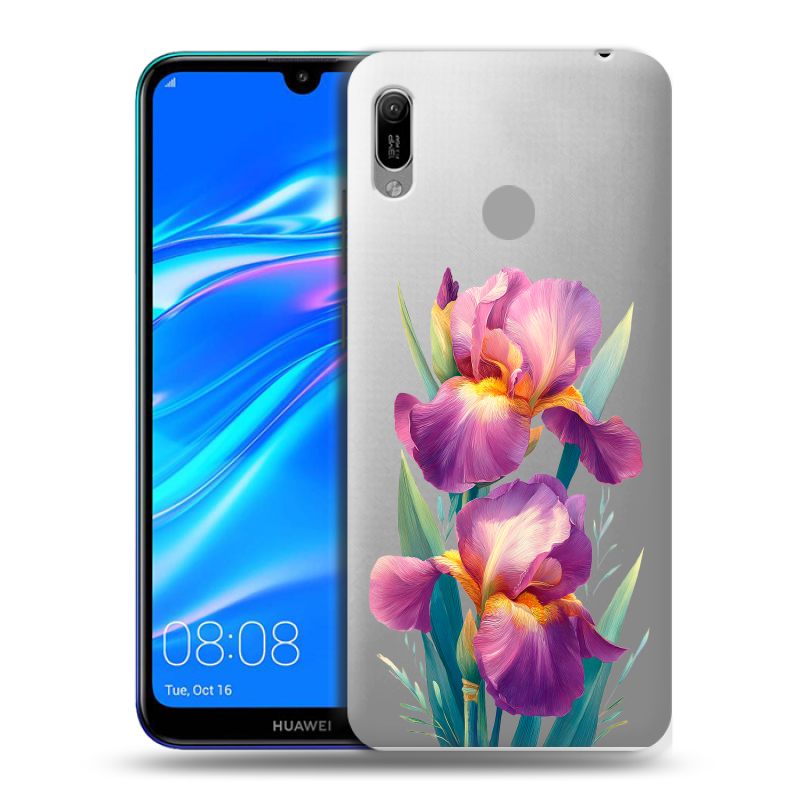 Силиконовый противоударный чехол на Huawei Y6 (2019) с принтом Цветы орхидеи Силиконовый противоударный чехол на Huawei Y6 (2019) с принтом Цветы орхидеи