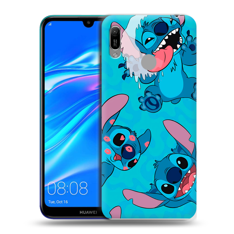 Силиконовый противоударный чехол на Huawei Y6 (2019) с принтом Лило и Стич Силиконовый противоударный чехол на Huawei Y6 (2019) с принтом Лило и Стич