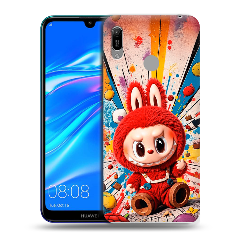 Силиконовый противоударный чехол на Huawei Y6 (2019) с принтом Labubu Лабубу Силиконовый противоударный чехол на Huawei Y6 (2019) с принтом Labubu Лабубу