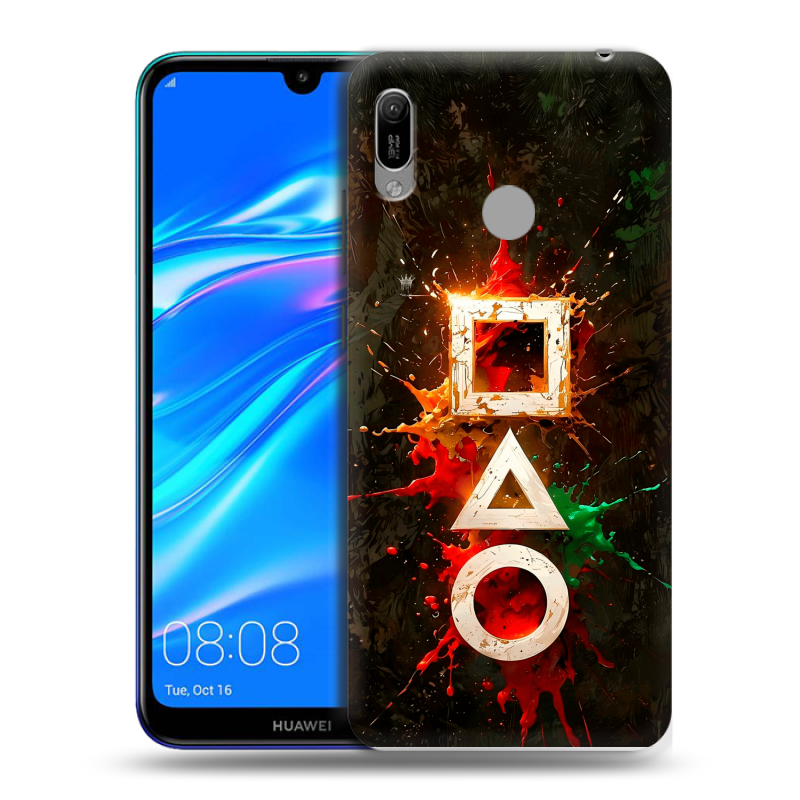 Силиконовый противоударный чехол на Huawei Y6 (2019) с принтом Squid Game Игра кальмара Силиконовый противоударный чехол на Huawei Y6 (2019) с принтом Squid Game Игра кальмара