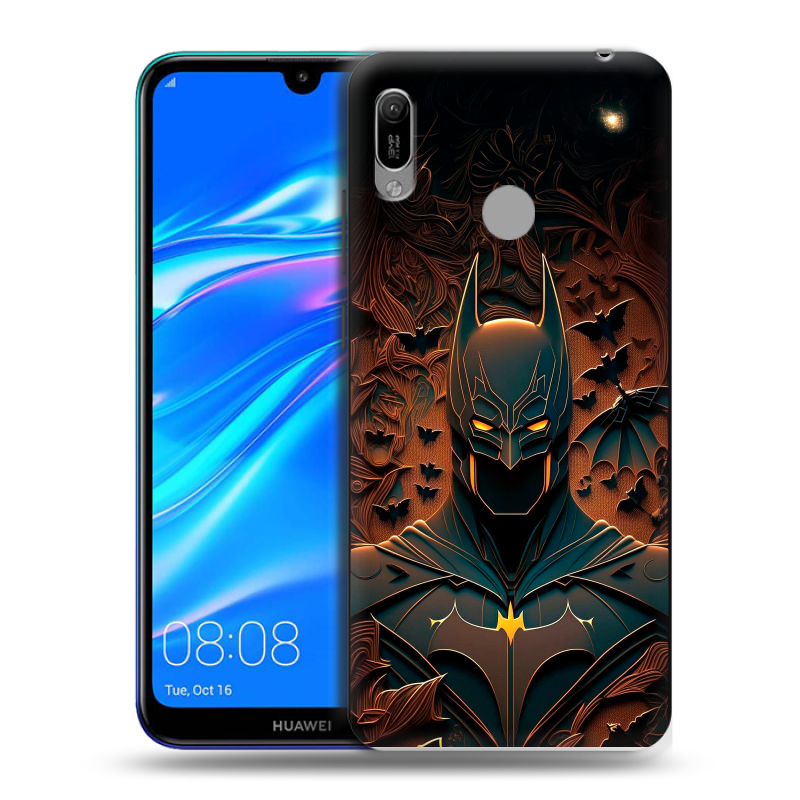 Силиконовый противоударный чехол на Huawei Y6 (2019) с принтом Batman Бэтмен Силиконовый противоударный чехол на Huawei Y6 (2019) с принтом Batman Бэтмен