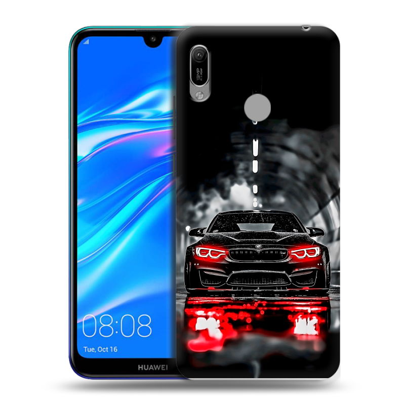 Силиконовый противоударный чехол на Huawei Y6 (2019) с принтом BMW БМВ Силиконовый противоударный чехол на Huawei Y6 (2019) с принтом BMW БМВ