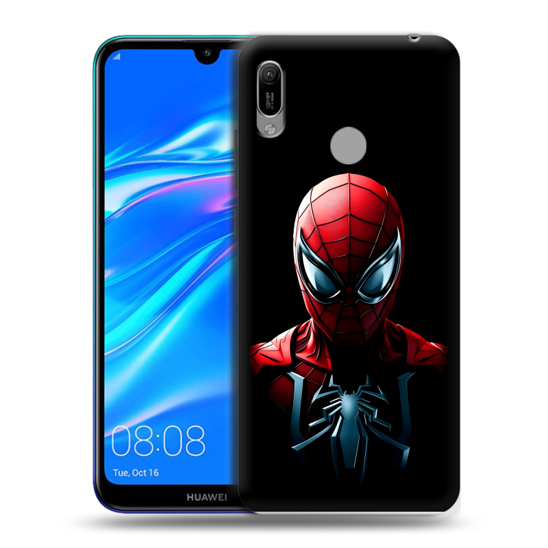 Силиконовый противоударный чехол на Huawei Y6 (2019) с принтом Spiderman Человек паук Силиконовый противоударный чехол на Huawei Y6 (2019) с принтом Spiderman Человек паук