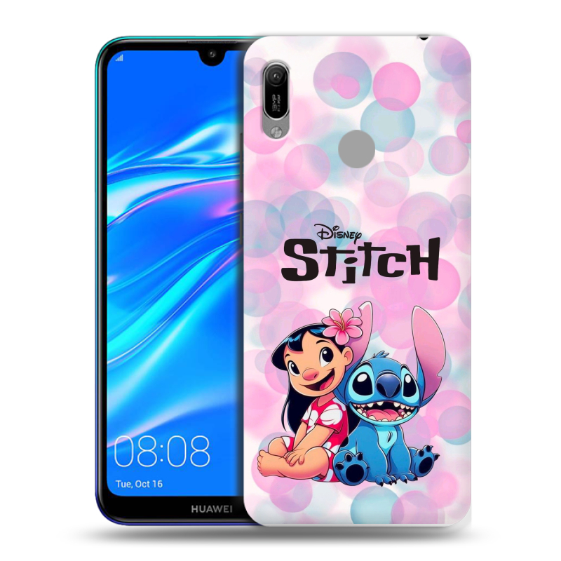 Силиконовый противоударный чехол на Huawei Y6 (2019) с принтом Лило и Стич Силиконовый противоударный чехол на Huawei Y6 (2019) с принтом Лило и Стич