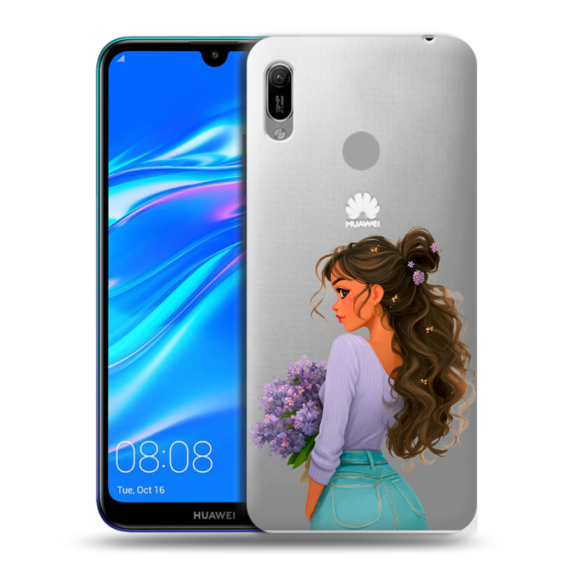 Пластиковый чехол на Huawei Y6 (2019) с принтом девушка цветы Пластиковый чехол на Huawei Y6 (2019) с принтом девушка цветы