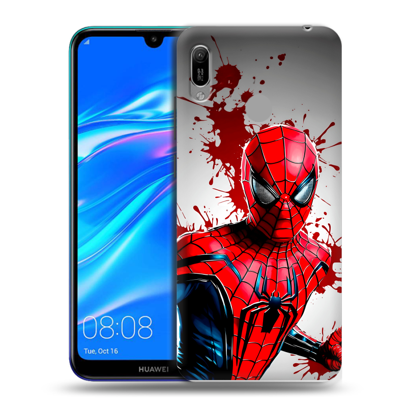 Пластиковый чехол на Huawei Y6 (2019) с принтом Spiderman Человек паук Пластиковый чехол на Huawei Y6 (2019) с принтом Spiderman Человек паук