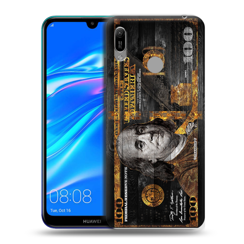 Силиконовый противоударный чехол на Huawei Y6 (2019) с принтом Доллар деньги Силиконовый противоударный чехол на Huawei Y6 (2019) с принтом Доллар деньги
