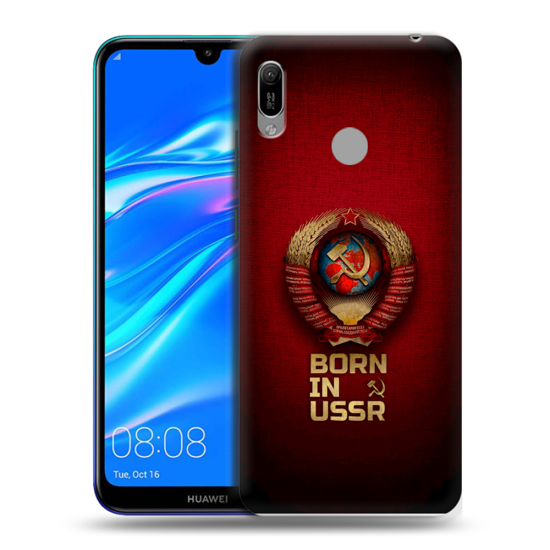Пластиковый чехол на Huawei Y6 (2019) с принтом Флаг Герб СССР Пластиковый чехол на Huawei Y6 (2019) с принтом Флаг Герб СССР