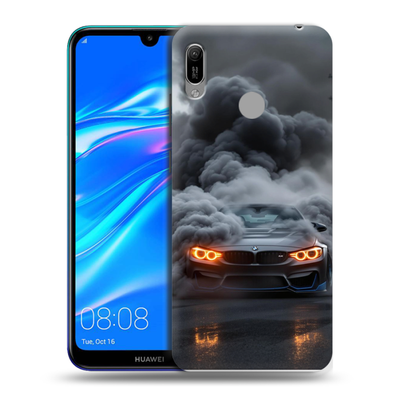 Пластиковый чехол на Huawei Y6 (2019) с принтом BMW БМВ Пластиковый чехол на Huawei Y6 (2019) с принтом BMW БМВ
