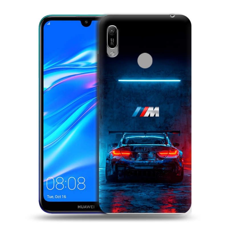 Силиконовый противоударный чехол на Huawei Y6 (2019) с принтом BMW БМВ Силиконовый противоударный чехол на Huawei Y6 (2019) с принтом BMW БМВ