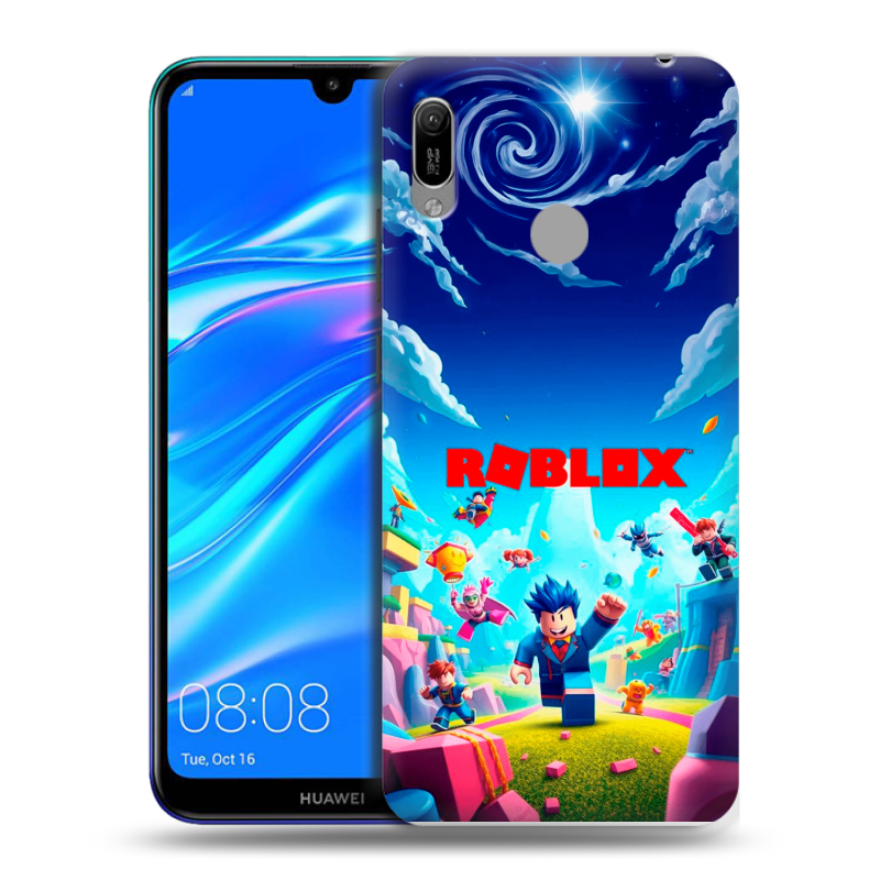 Силиконовый противоударный чехол на Huawei Y6 (2019) с принтом Roblox Роблокс Силиконовый противоударный чехол на Huawei Y6 (2019) с принтом Roblox Роблокс
