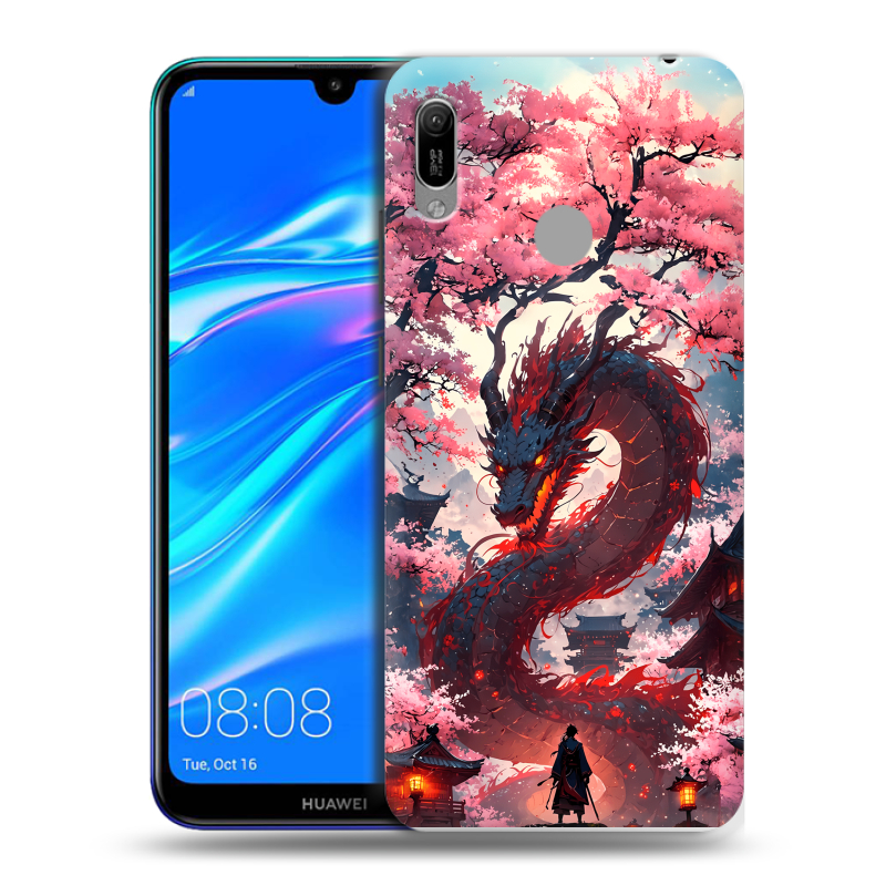 Пластиковый чехол на Huawei Y6 (2019) с принтом Дракон Японский Пластиковый чехол на Huawei Y6 (2019) с принтом Дракон Японский