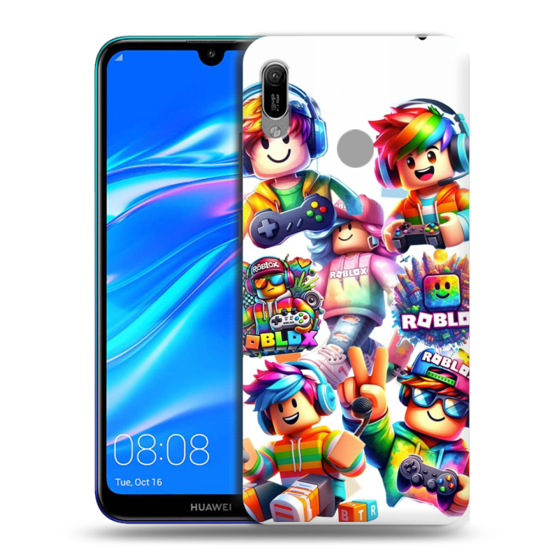 Силиконовый противоударный чехол на Huawei Y6 (2019) с принтом Roblox Роблокс Силиконовый противоударный чехол на Huawei Y6 (2019) с принтом Roblox Роблокс