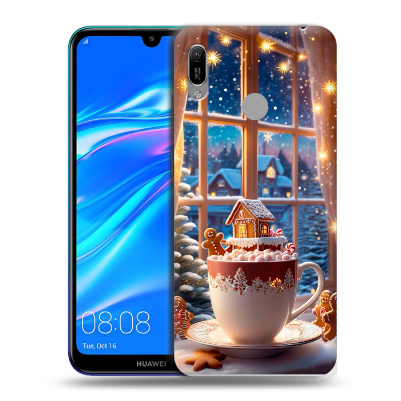 Силиконовый противоударный чехол на Huawei Y6 (2019) с принтом Новый год Силиконовый противоударный чехол на Huawei Y6 (2019) с принтом Новый год