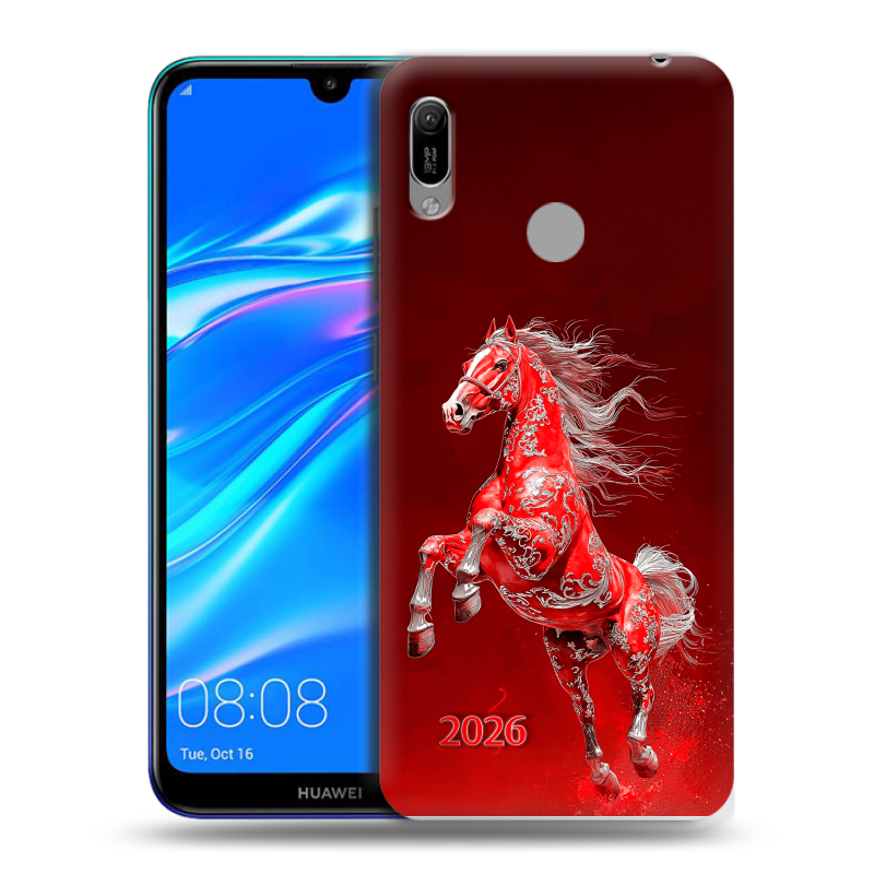 Силиконовый противоударный чехол на Huawei Y6 (2019) с принтом Новый год Силиконовый противоударный чехол на Huawei Y6 (2019) с принтом Новый год