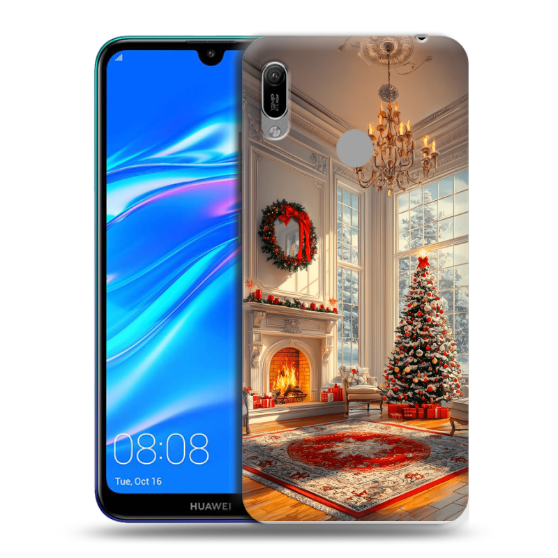 Силиконовый противоударный чехол на Huawei Y6 (2019) с принтом Новый год Силиконовый противоударный чехол на Huawei Y6 (2019) с принтом Новый год