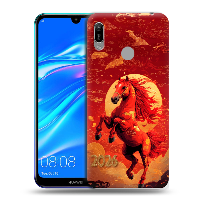 Силиконовый противоударный чехол на Huawei Y6 (2019) с принтом Новый год Силиконовый противоударный чехол на Huawei Y6 (2019) с принтом Новый год