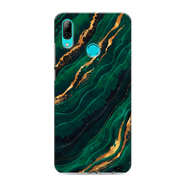 Силиконовый противоударный чехол на Huawei Y7 (2019) с принтом Мрамор зеленое золото