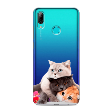Силиконовый противоударный чехол на Huawei Y7 (2019) с принтом Кошки
