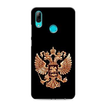 Силиконовый противоударный чехол на Huawei Y7 (2019) с принтом Герб России золотой Силиконовый противоударный чехол на Huawei Y7 (2019) с принтом Герб России золотой