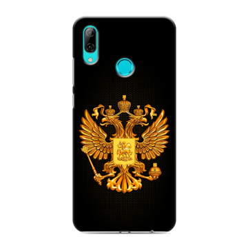 Силиконовый противоударный чехол на Huawei Y7 (2019) с принтом Герб России желтый Силиконовый противоударный чехол на Huawei Y7 (2019) с принтом Герб России желтый