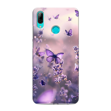 Силиконовый противоударный чехол на Huawei Y7 (2019) с принтом бабочки и лаванда Силиконовый противоударный чехол на Huawei Y7 (2019) с принтом бабочки и лаванда