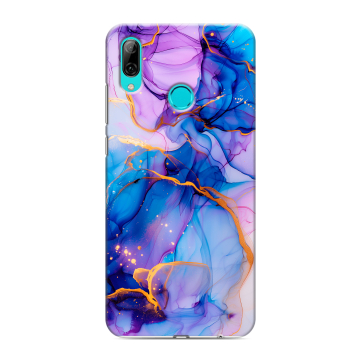 Силиконовый противоударный чехол на Huawei Y7 (2019) с принтом синий мрамор