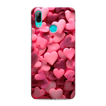 Силиконовый противоударный чехол на Huawei Y7 (2019) с принтом розовые сердечки Силиконовый противоударный чехол на Huawei Y7 (2019) с принтом розовые сердечки