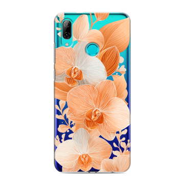 Силиконовый противоударный чехол на Huawei Y7 (2019) с принтом Бежевые цветы