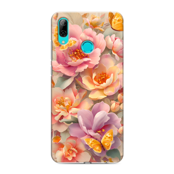Силиконовый противоударный чехол на Huawei Y7 (2019) с принтом Цветы и бабочки