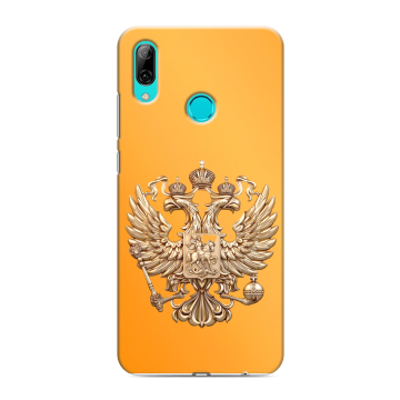 Силиконовый противоударный чехол на Huawei Y7 (2019) с принтом Герб Флаг России