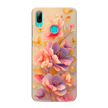 Силиконовый противоударный чехол на Huawei Y7 (2019) с принтом Цветы и бабочки