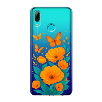 Силиконовый противоударный чехол на Huawei Y7 (2019) с принтом цветы бабочки